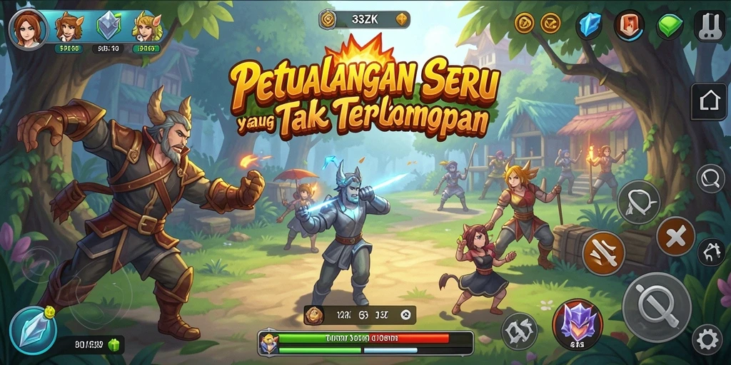 Tampilan gameplay seru dalam 33ZK yang penuh petualangan.