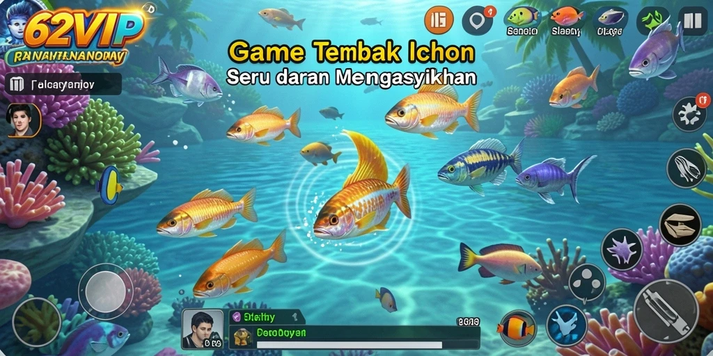 Screenshot gameplay Tembak Ikan 62VIP yang penuh aksi.