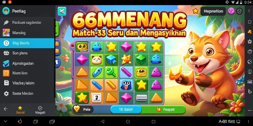 Screenshot gameplay <strong>66MENANG</strong> menunjukkan momen seru mencocokkan benda.