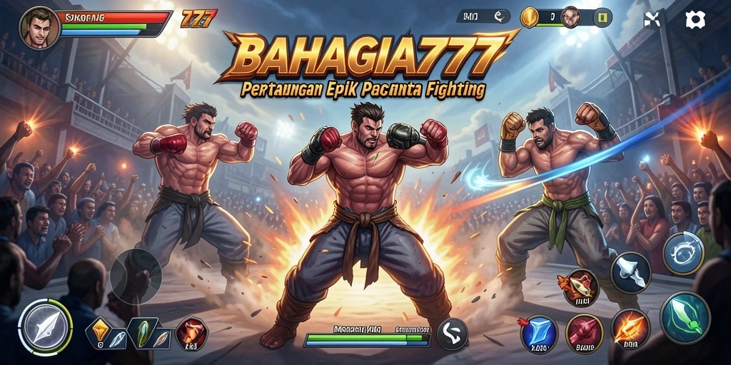 Tampilan gameplay seru dalam BAHAGIA777 dengan aksi pertarungan yang mendebarkan.