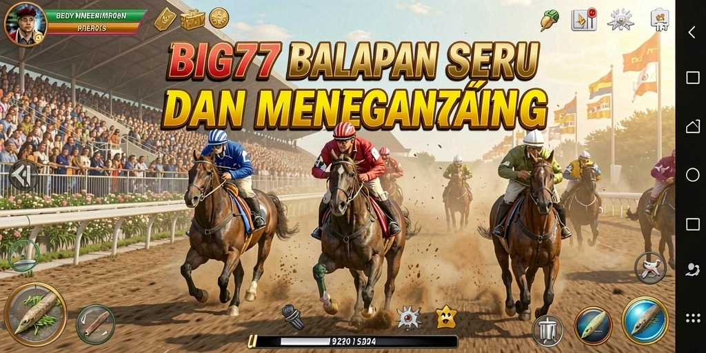 Tampilan gameplay mendebarkan dari BIG77 saat balapan berlangsung.