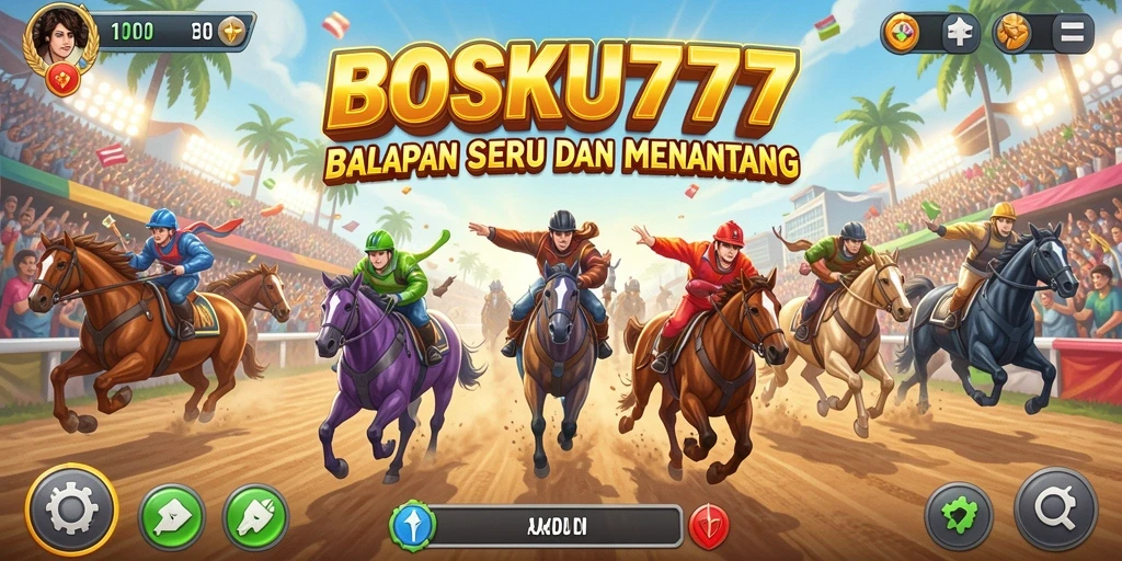 Tampilan gameplay seru dalam balapan BOSKU777.