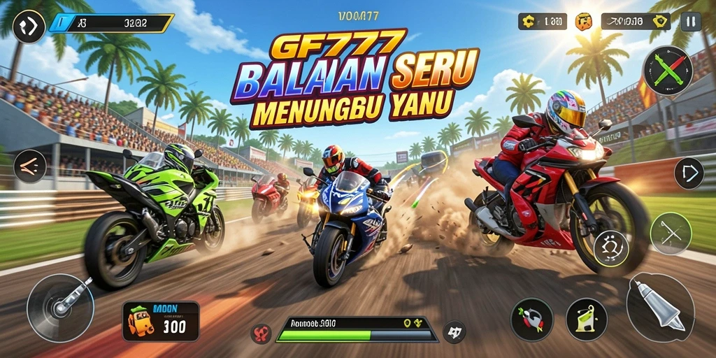 Tampilan gameplay GF777 yang seru dan mendebarkan saat balapan.