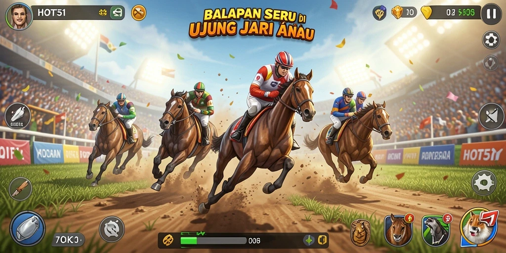 Tampilan seru gameplay balapan dari HOT51 dengan mobil-mobil cepat.