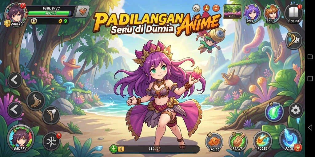 Tampilan gameplay PADI777 yang menarik dengan karakter anime yang dinamis.