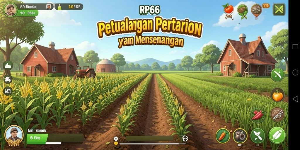 Tampilan screenshot RP66 menunjukkan aktivitas bertani yang seru.
