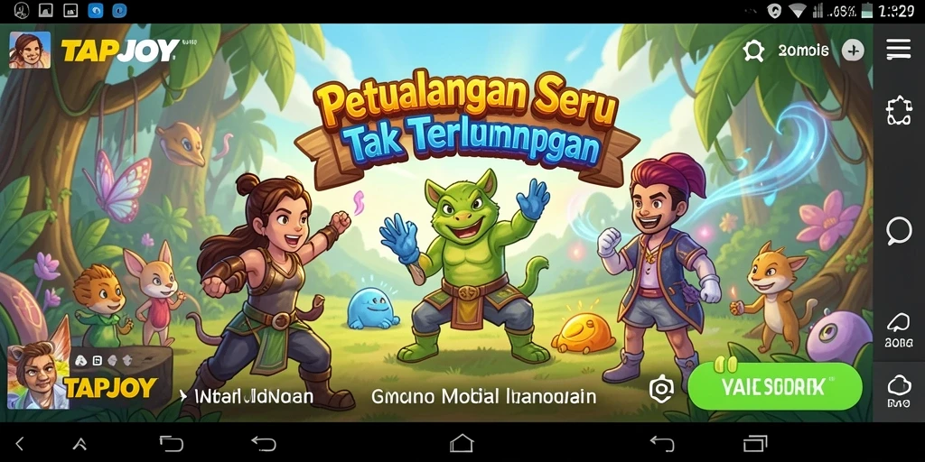 Gameplay seru TAPJOY yang menampilkan petualangan penuh warna.